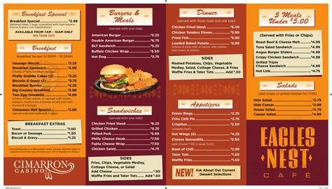 choctaw casino food menu/